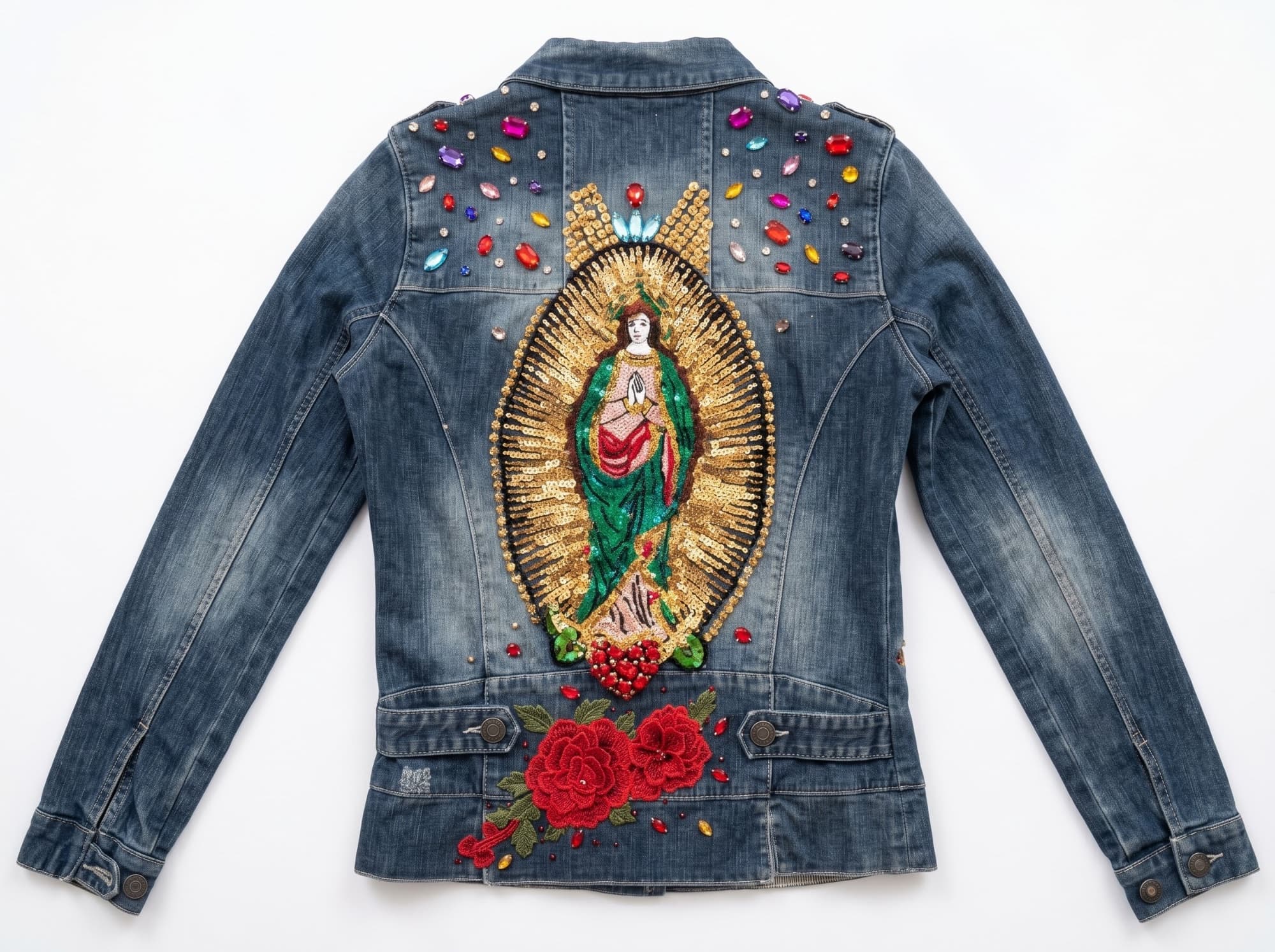 Chaqueta de mezclilla pintada a mano sin nombre, talla M