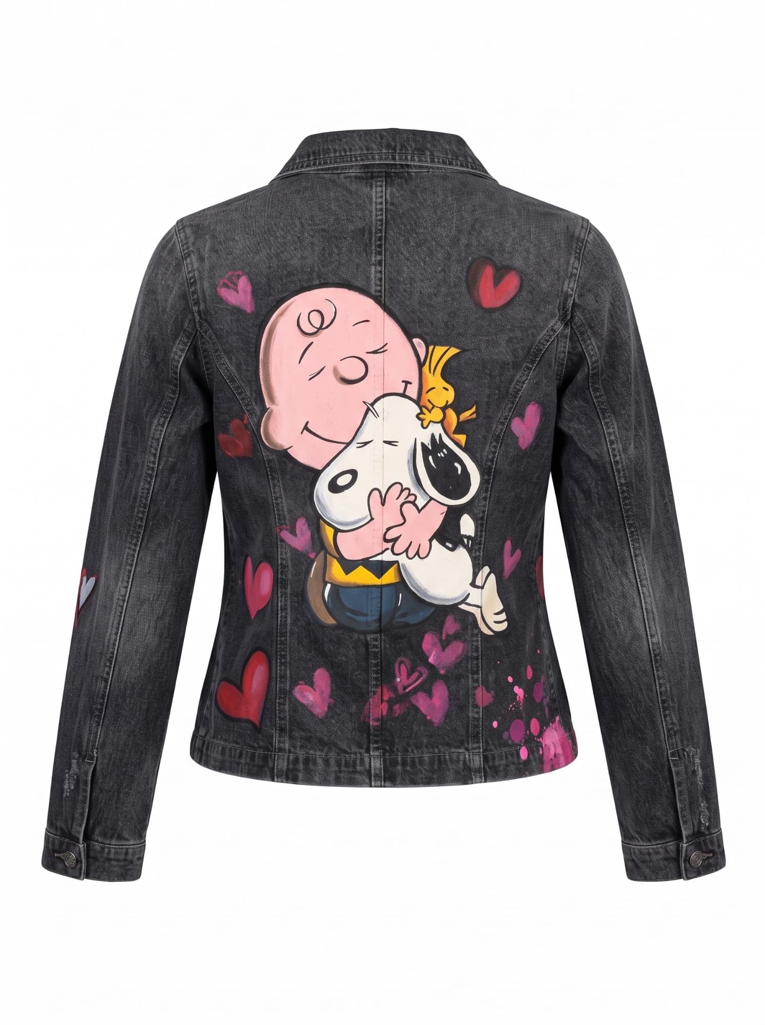 Chaqueta de mezclilla pintada a mano sin nombre, talla M