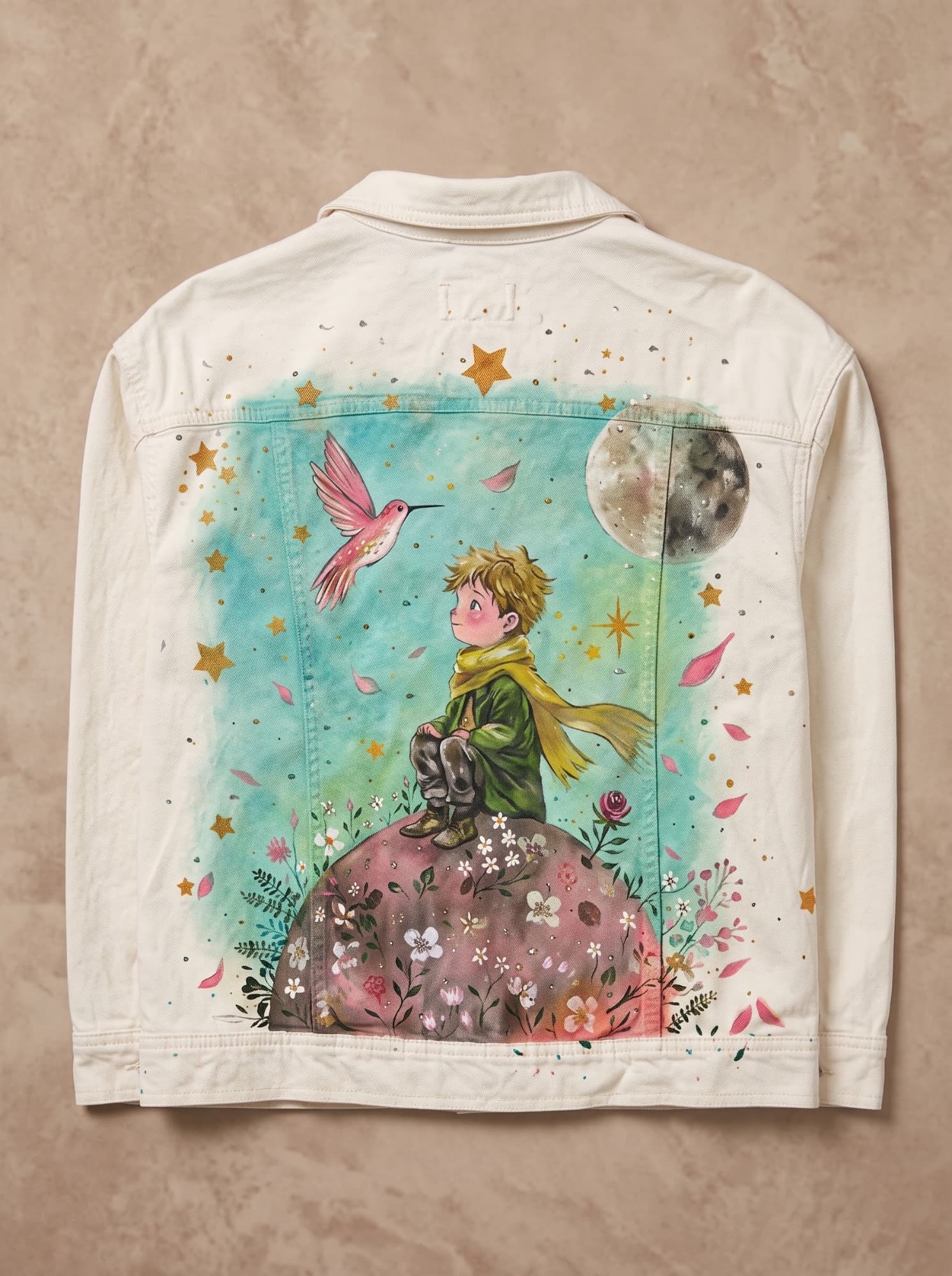 Chaqueta de mezclilla pintada a mano sin nombre, talla M