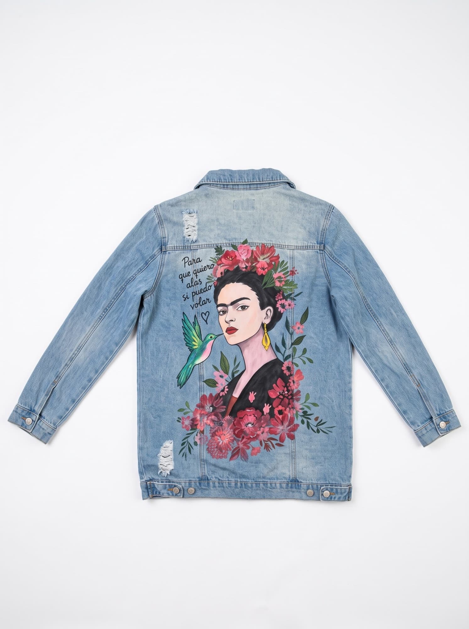 Chaqueta de mezclilla pintada a mano sin nombre, talla M