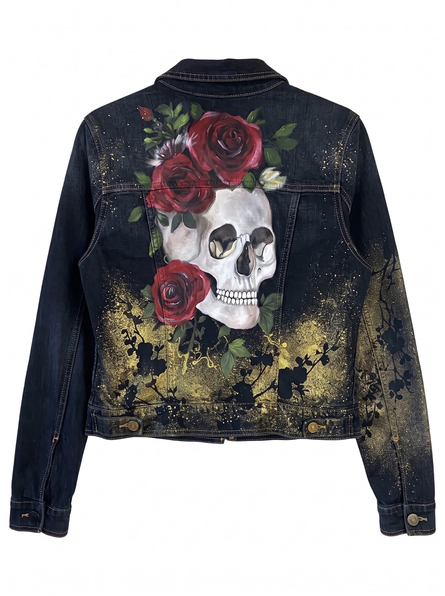 Chaqueta de mezclilla pintada a mano sin nombre, talla M